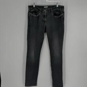 Eileen Fisher Jeans 14 charcoal black organic cotton mid rise skinny stretch